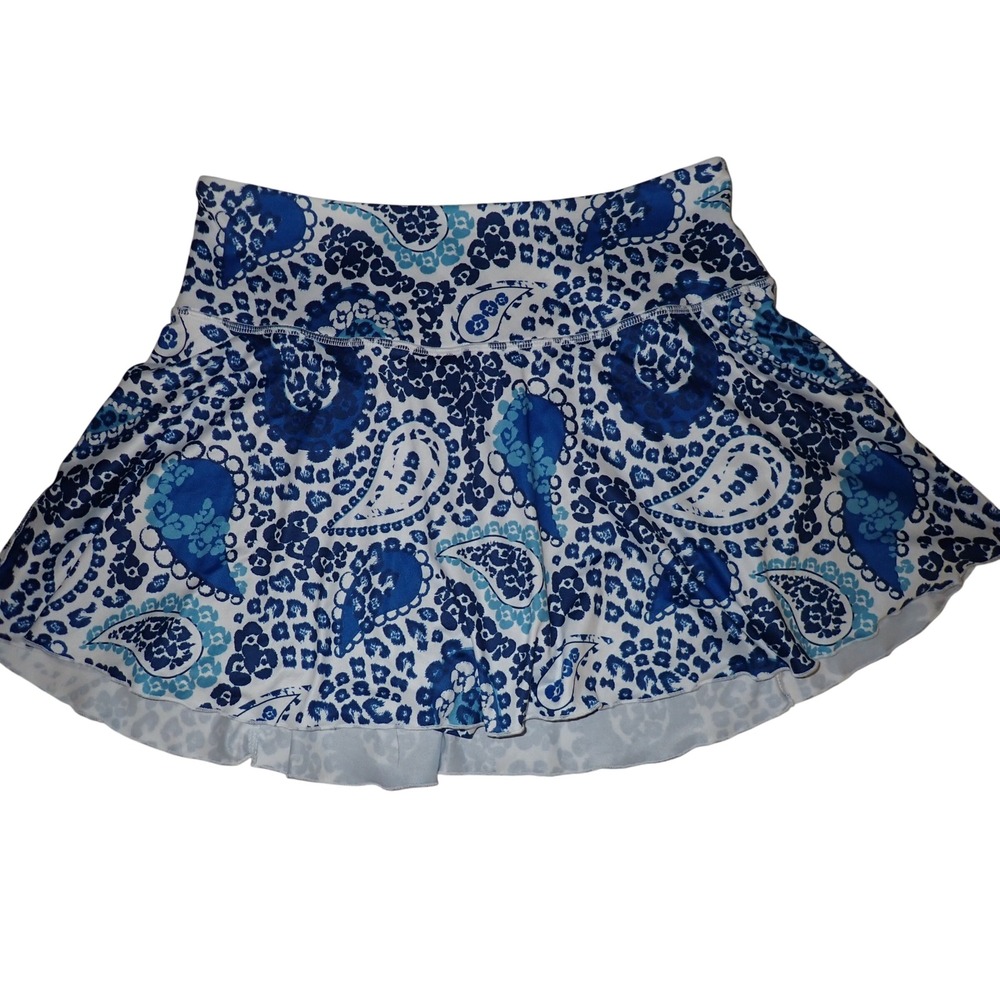 Gottex Womens Blue Paisley Leopard Athletic Golf Tennis Skort Large athleisure